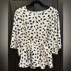 Umgee Black & White Dalmatian Spot Blouse